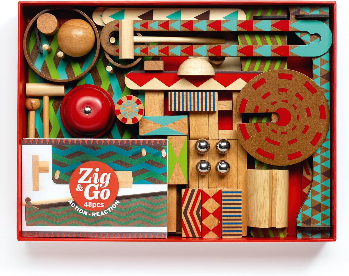 DJECO Zig & Go, juego de reacción en cadena para niños, 48 piezas
