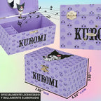 Get Trend Hello Kitty Sanrio Kuromi - Joyero musical para niñas, adolescentes y mujeres, caja de música kawaii, organizador de joyas, soporte para anillos, regalos para mujeres (púrpura Kuromi)