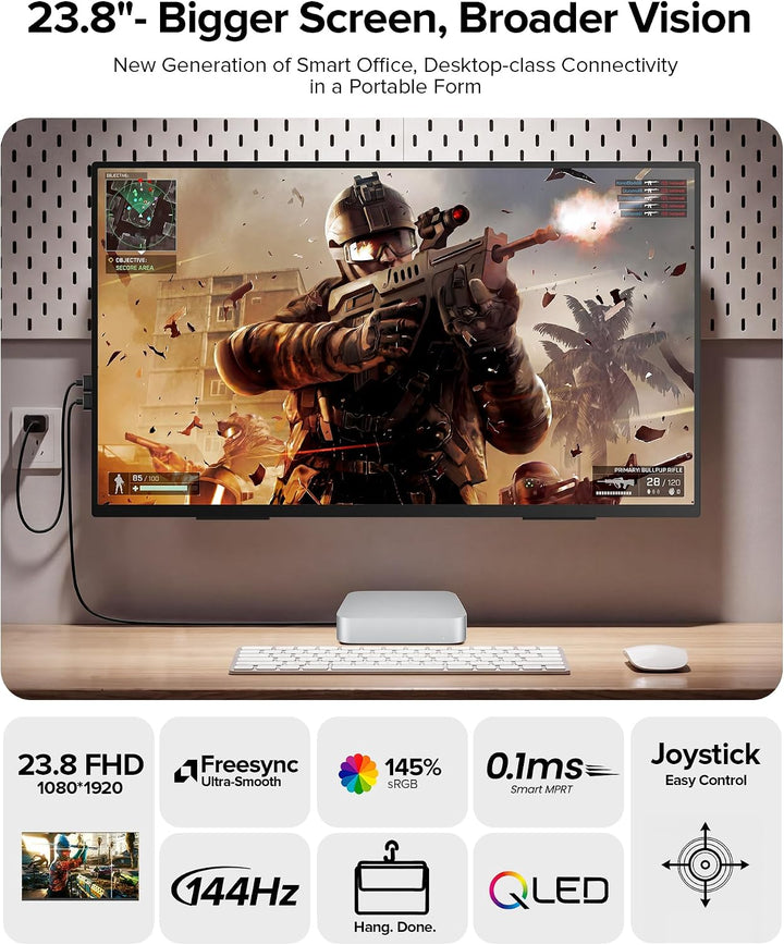 Monitor portátil de 24 pulgadas, 144 Hz, 1080P, 145% sRGB QLED, 0.1...