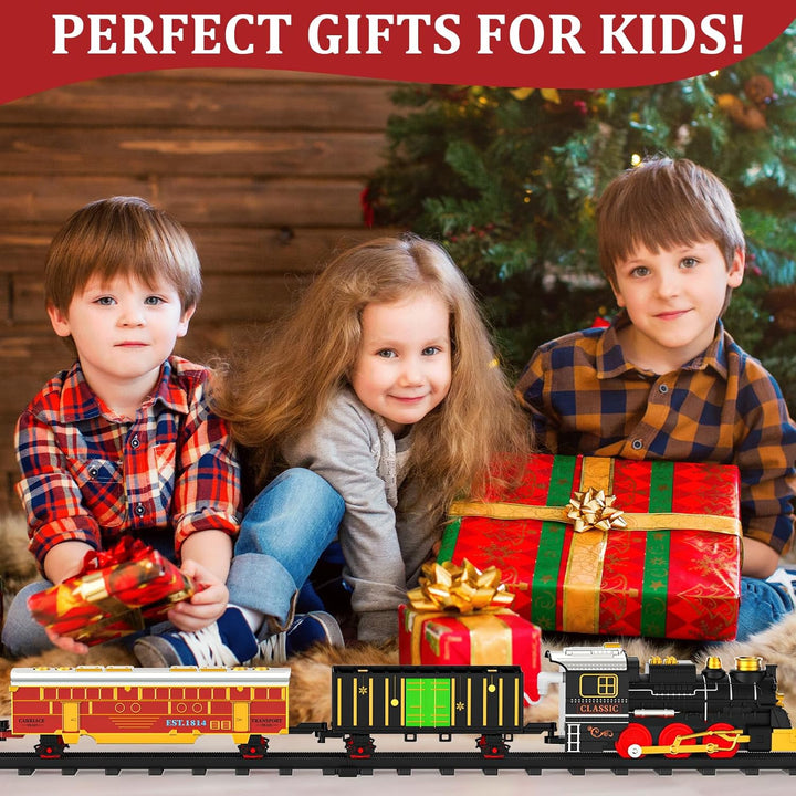 Juego de trenes de tren para niños con humo luces y