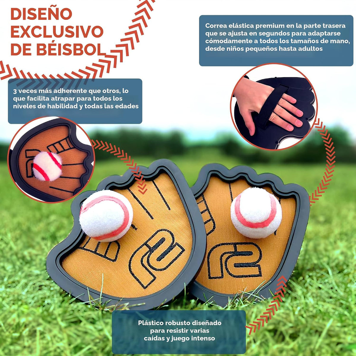 Juego de pelota para lanzar y atrapar, pelotas adhesivas fáciles de usar y guante de entrenamiento de béisbol para principiantes, paleta de juguete de alta calidad que se adapta a todos los tamaños de