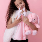 Perfectto Design Regalos de Pascua para niños, juguete de conejo de peluche, 5 piezas, conejo de peluche para mamá, 2 conejitos y bolsa peluda. Regalo de peluche suave de conejo de Pascua para niños