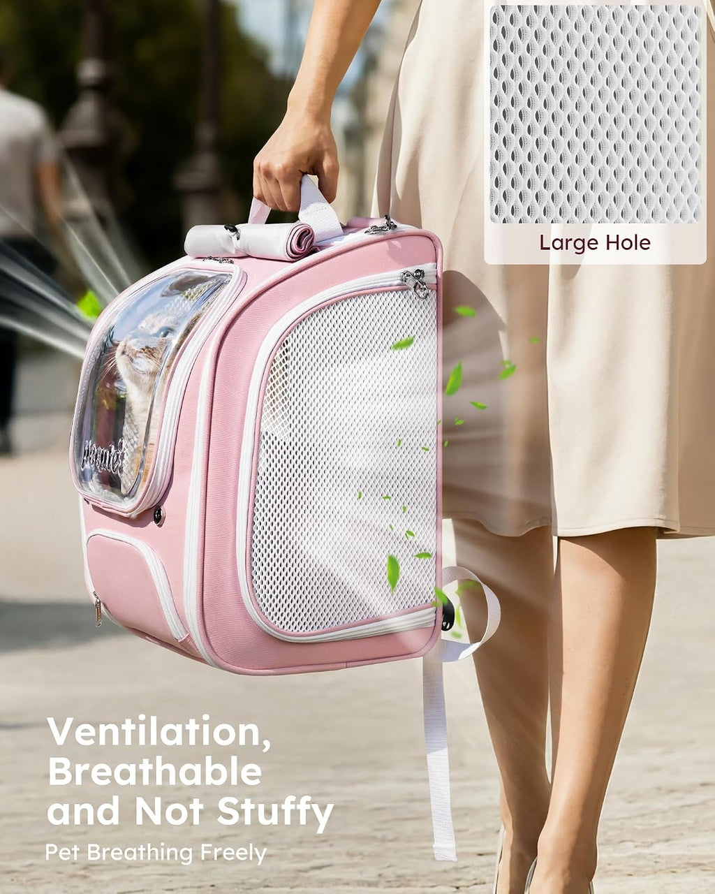 Pecute Mochila para gatos,Mochila de burbujas para gatos de gran espacio