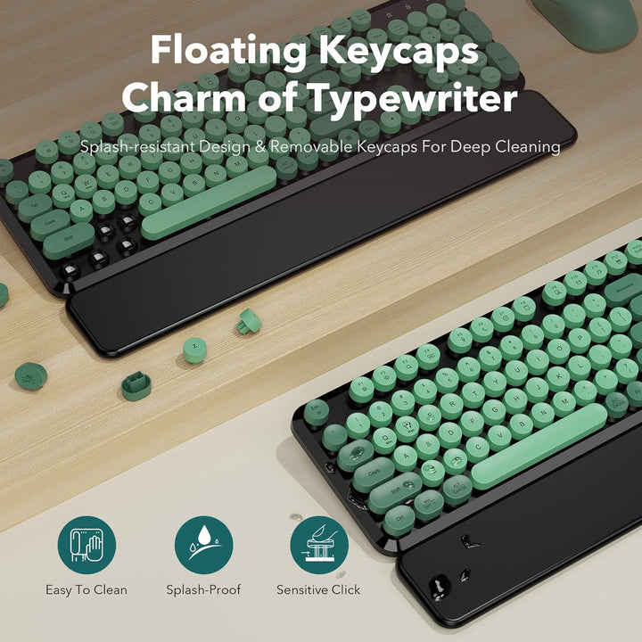 Combo de teclado y mouse inalámbricos - Teclas redondas, teclado re...