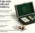 Preston Lane Chester Caja de juego de madera - Juego de cartas y dados