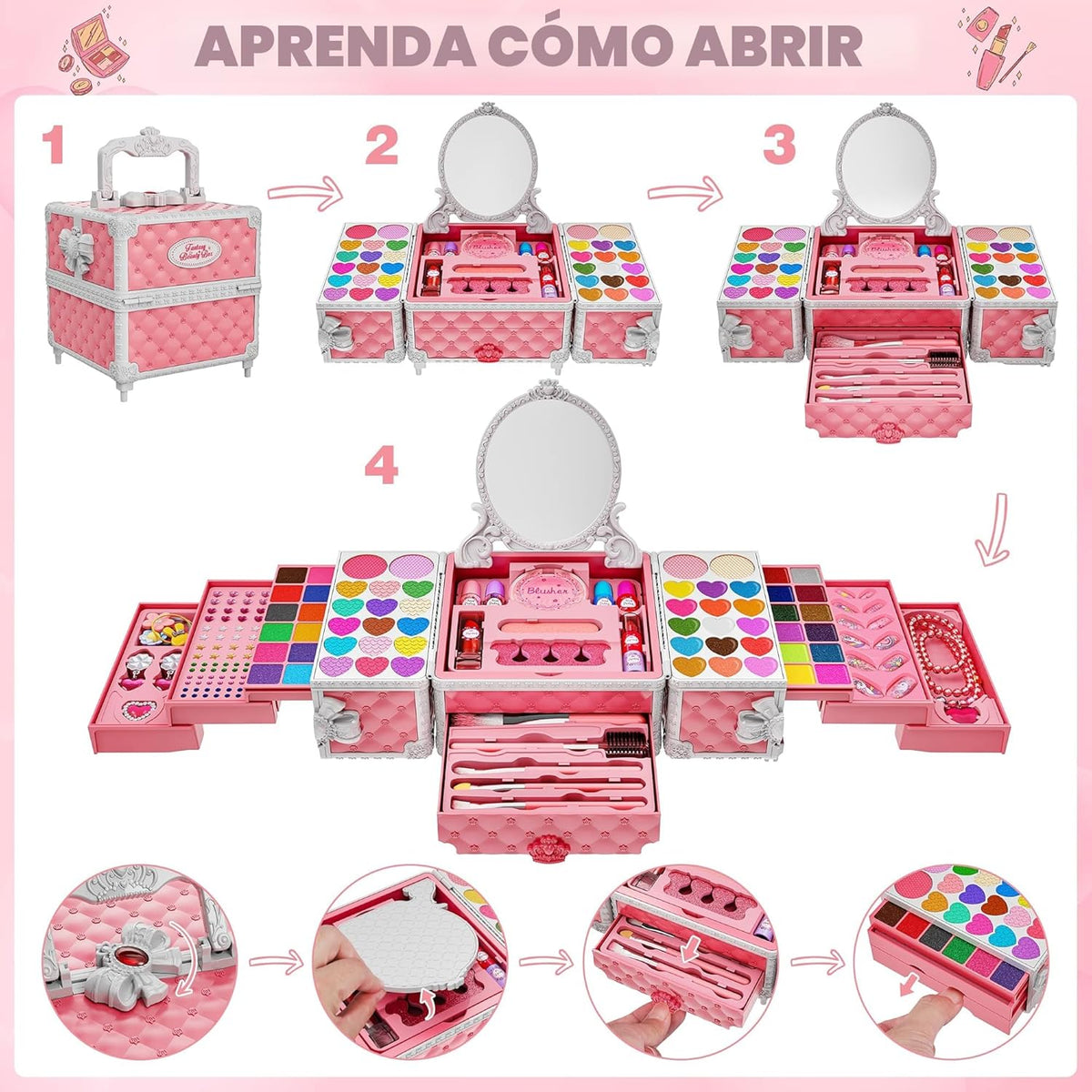 Juego de 99 piezas de maquillaje para niñas, juguetes de princesa,...