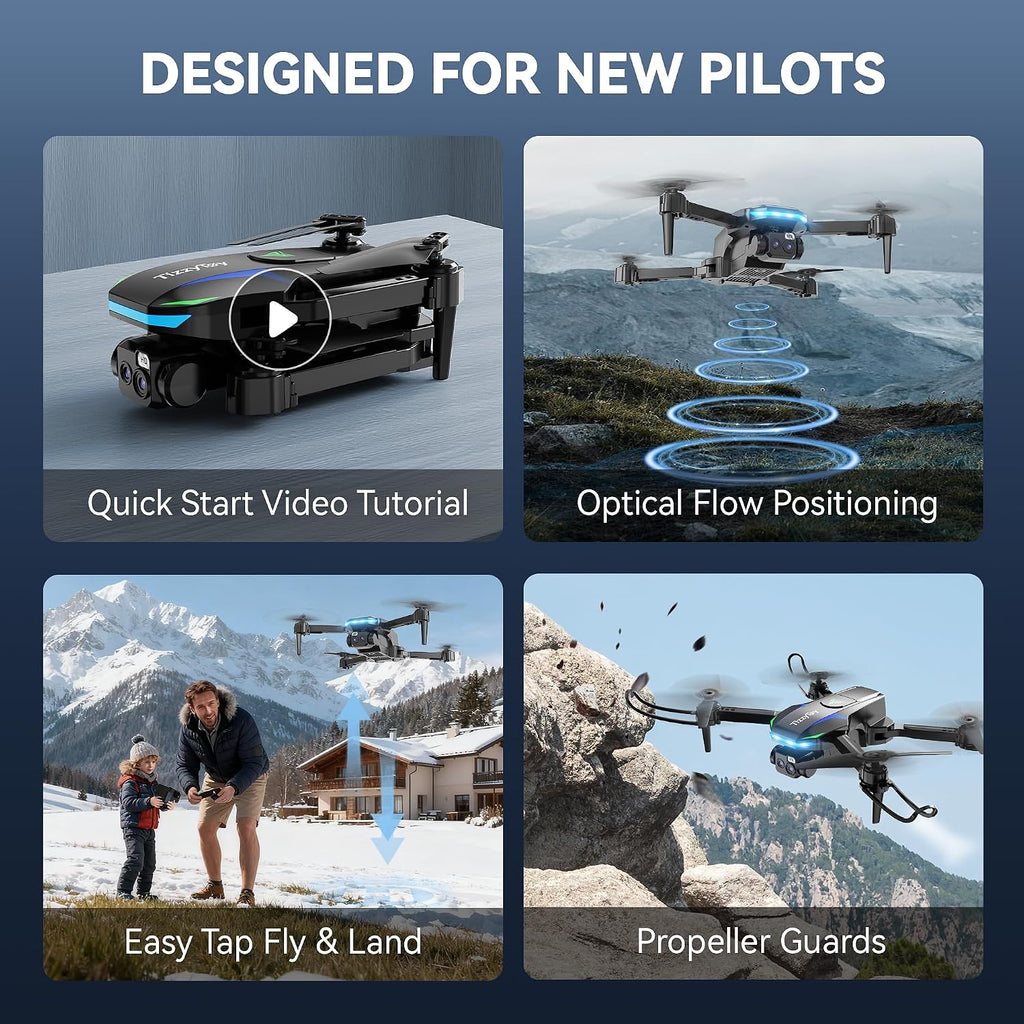 Drone con cámaras duales 1080P FHD, WiFi FPV, menos de 8.78 oz