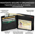 Cartera plegable de piel Stealth Mode para hombre con ventana de identificación y bloqueo RFID