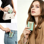 Mini RFID Cartera de aluminio para tarjetas de crédito Titular de tarjetas de visita Estuche de tarjeta de metal para mujeres, Verde menta, Minimalista