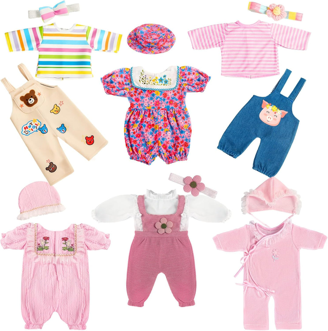 WONDOLL 6 juegos de accesorios y ropa para muñeca de bebé de 14-16...