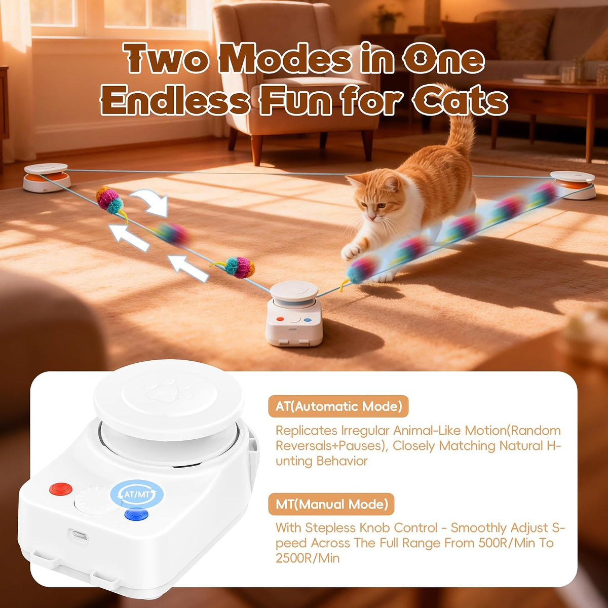 Juguete interactivo para gatos de interior, cinta de correr