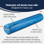 OPTP PRO-Roller - Rodillo de espuma de densidad suave, redondo, azul, 36" x 6"