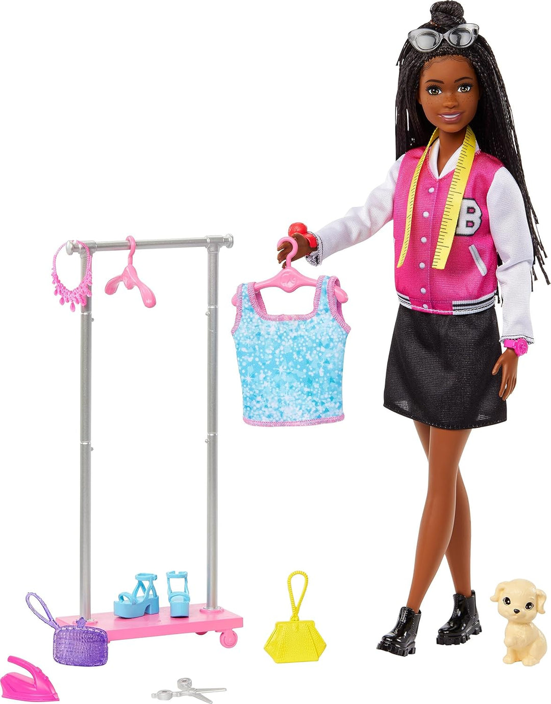 Muñeca Barbie estilista de set &amp; 14 accesorios, muñeca Brooklyn...