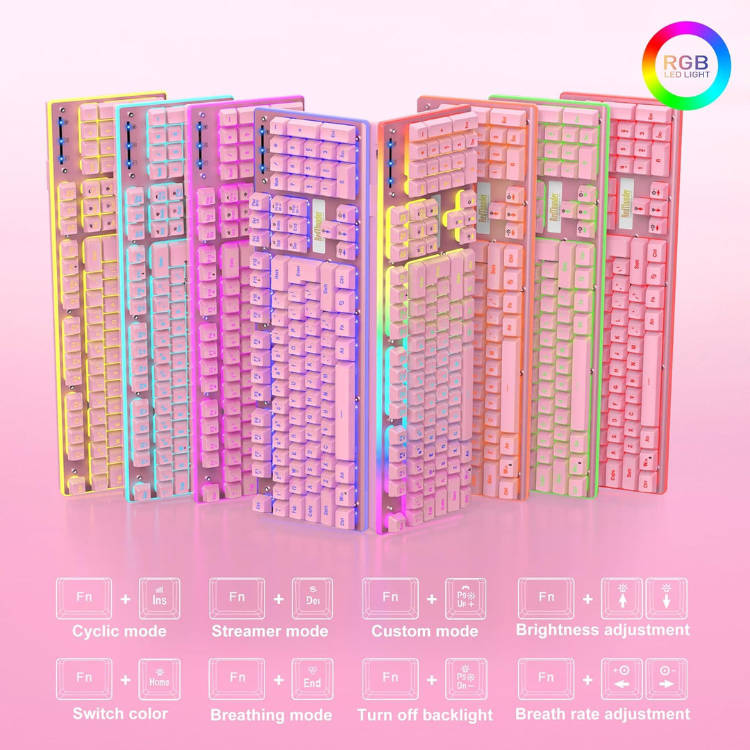 RedThunder K10 - Juego de teclado y mouse y reposamuñecas con cable...