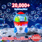Máquina de burbujas en forma de cohete para niños y bebés con luces y música