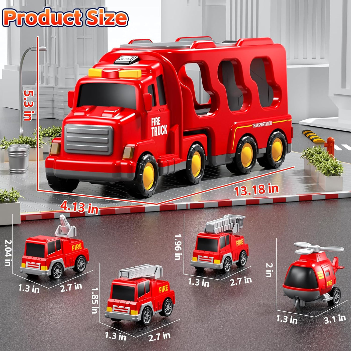 KIZONLY Camiones de Bomberos de Juguete para Niños Pequeños de 1-3,...