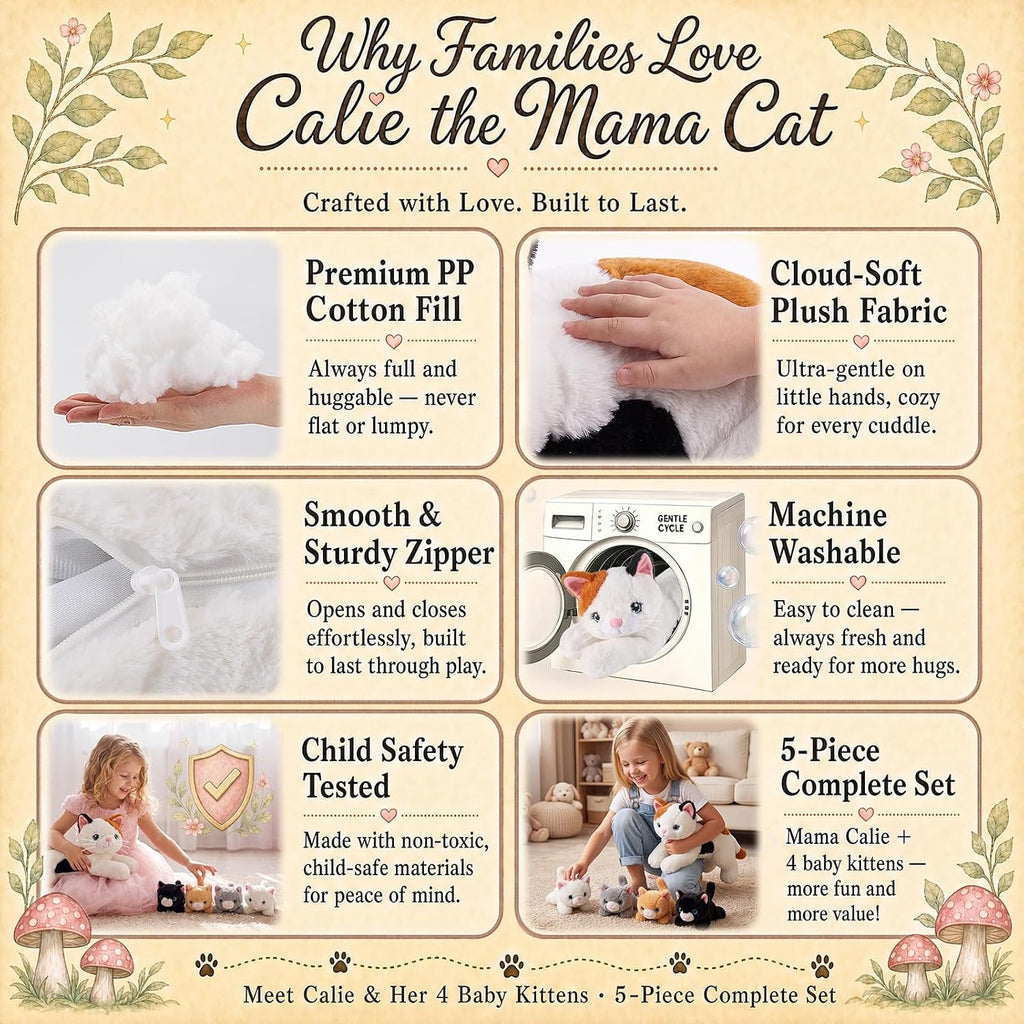 gnomantic Animales de peluche de gato con bebés en el interior