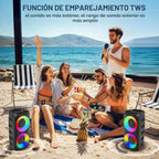 Máquina de karaoke para adultos y niños, luces LED coloridas, altavoz Bluetooth portátil con 1 micrófono con cable, soporte TWS/TF/USB/AUX para escenario de fiesta en casa, al aire libre, regalos de Navidad, al aire libre