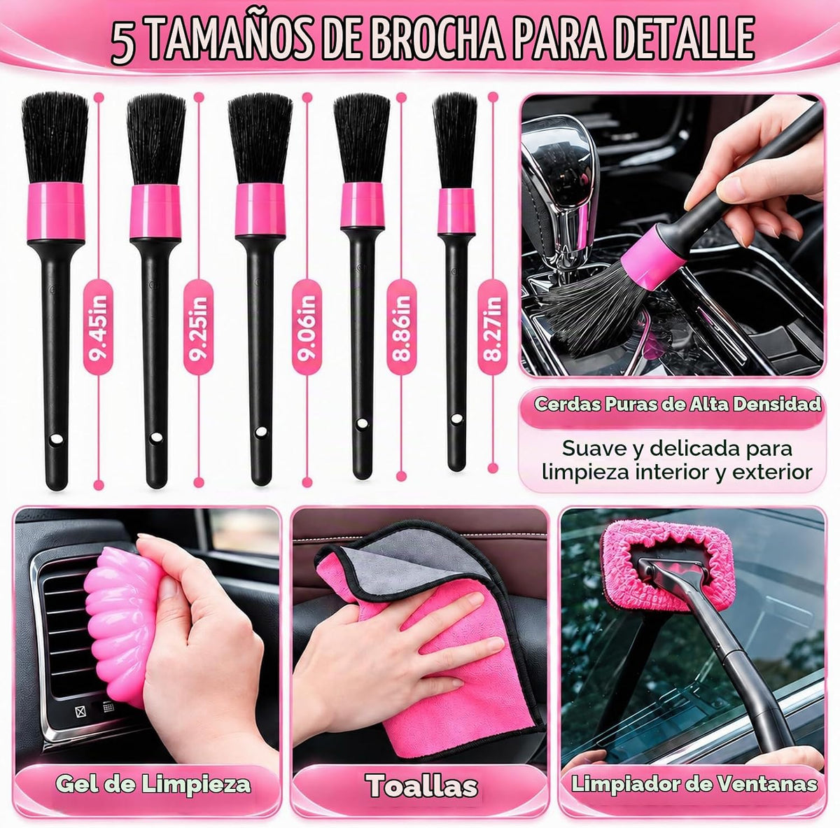 ThinkLearn Kit de limpieza para auto con aspiradora de alto poder para detailing