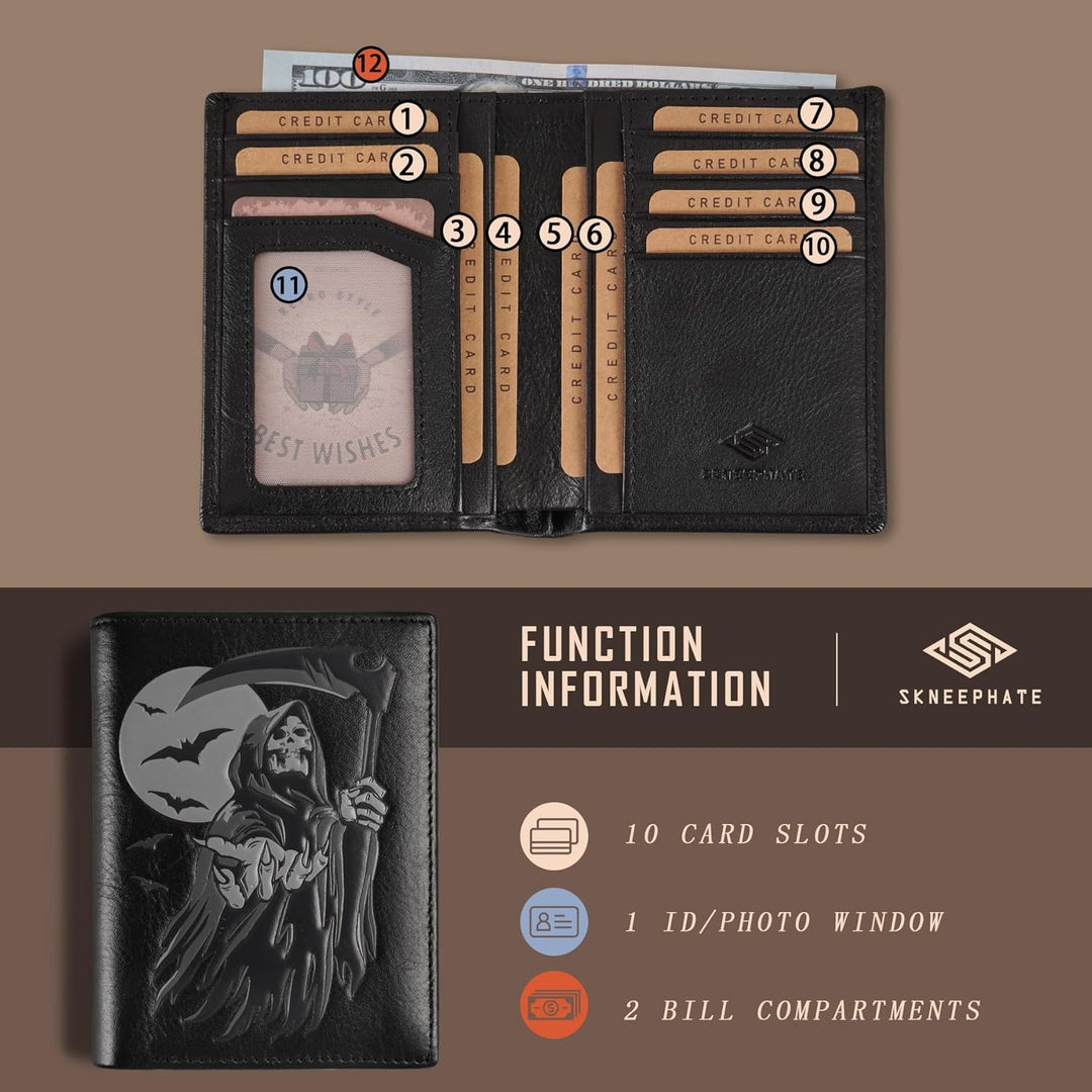 skneephate Billeteras geniales para hombres dobles, cartera vertica...