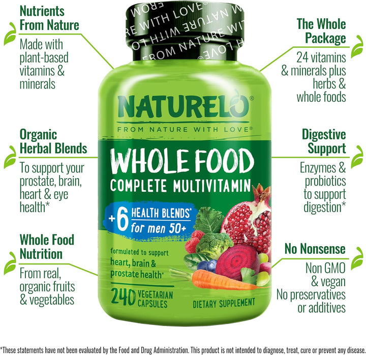 NATURELO Multivitamínico de Alimentos Integrales para Hombres de 50...