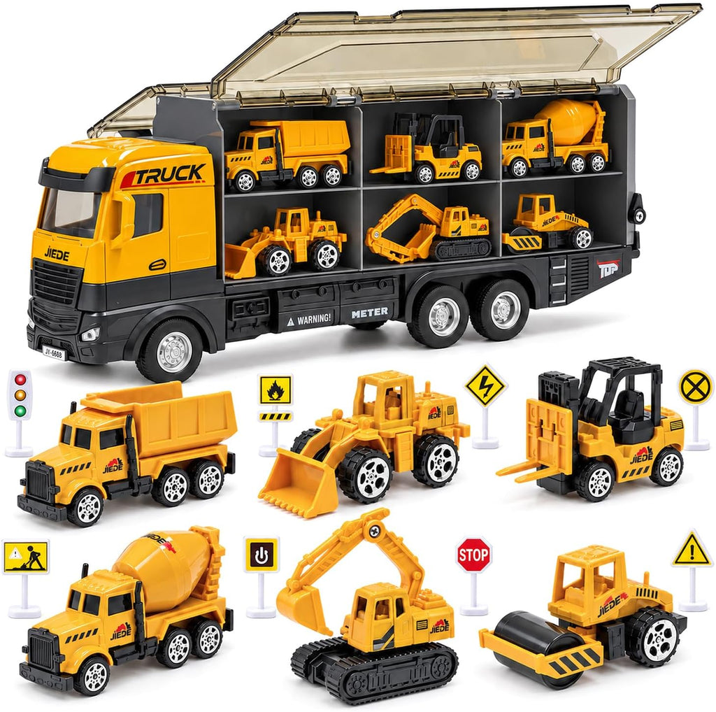 Juego de juguetes de transporte de camiones de construcción con 6