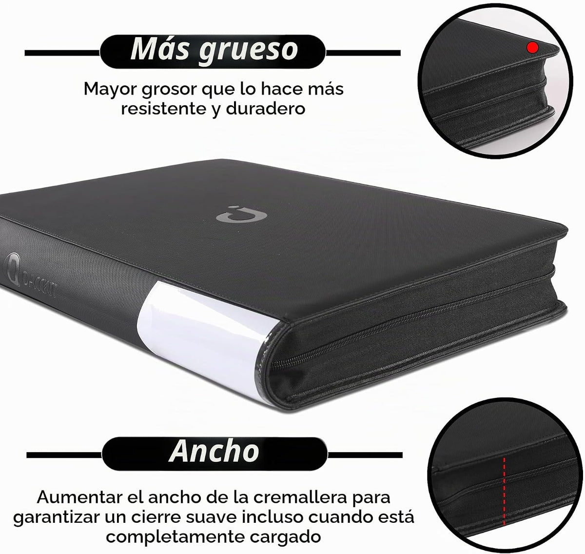 Carpeta de tarjetas premium de 16 bolsillos, se adapta a 1600 tarjetas, álbum de tarjetas sin anillo 4 x 4 con fundas para tarjetas intercambiables y tarjetas deportivas (modelo C, negro clásico)
