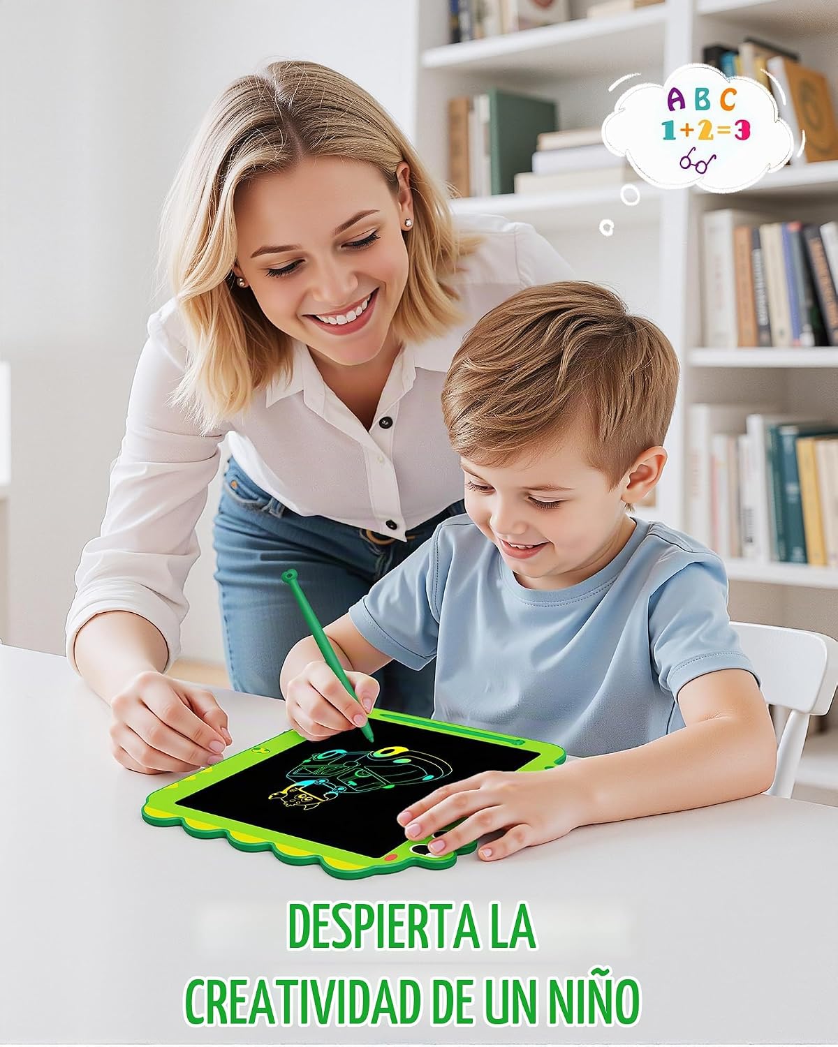 Tableta LCD de 12 pulgadas para garabatear, tableta, almohadilla de dibujo de dinosaurio verde para niños de 3 a 6 años, regalos de Navidad y cumpleaños