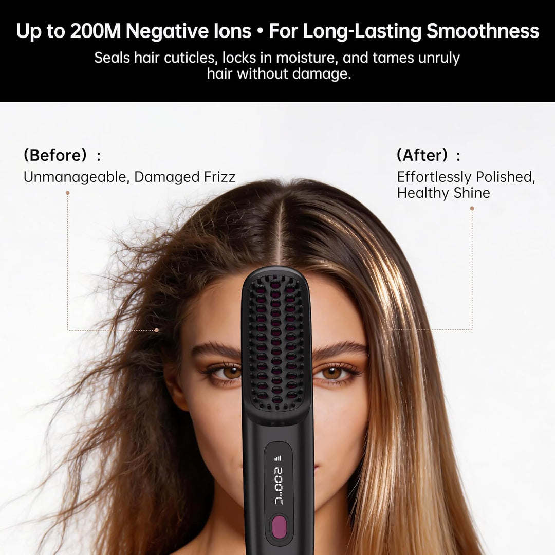 GERY Go Brush Pro 2026 - Cepillo alisador de pelo inalámbrico portá...