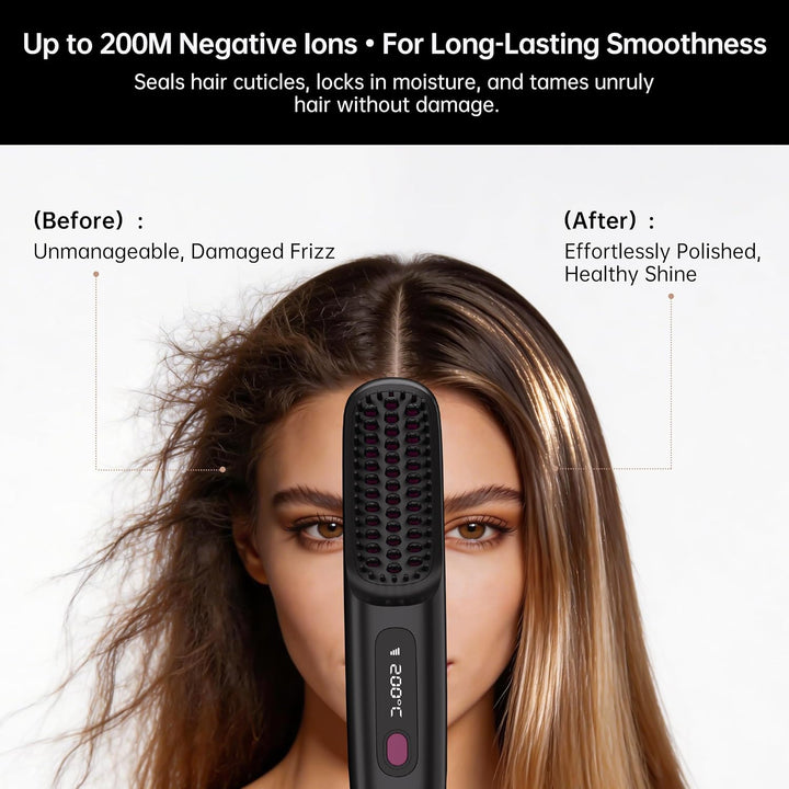 GERY Go Brush Pro 2026 - Cepillo alisador de pelo inalámbrico portá...