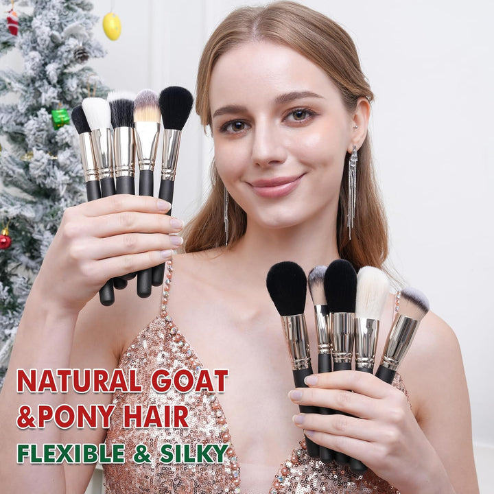 BUEART DESIGN - Juego de 42 brochas de maquillaje con pelo de cabra...