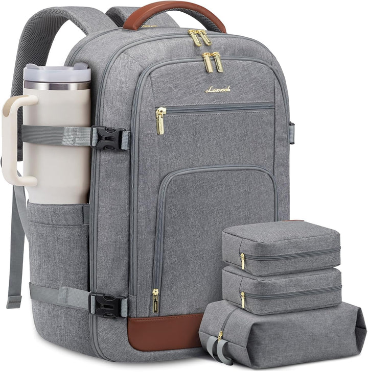 LOVEVOOK Mochila de viaje para mujer y hombre, gris-marrón , Mochil...