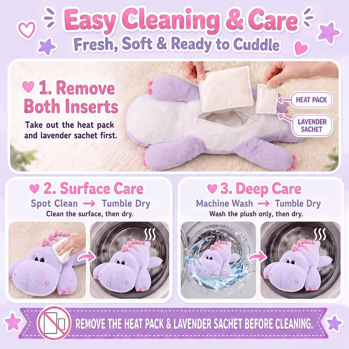 Dinosaurio de peluche para microondas, 20 pulgadas
