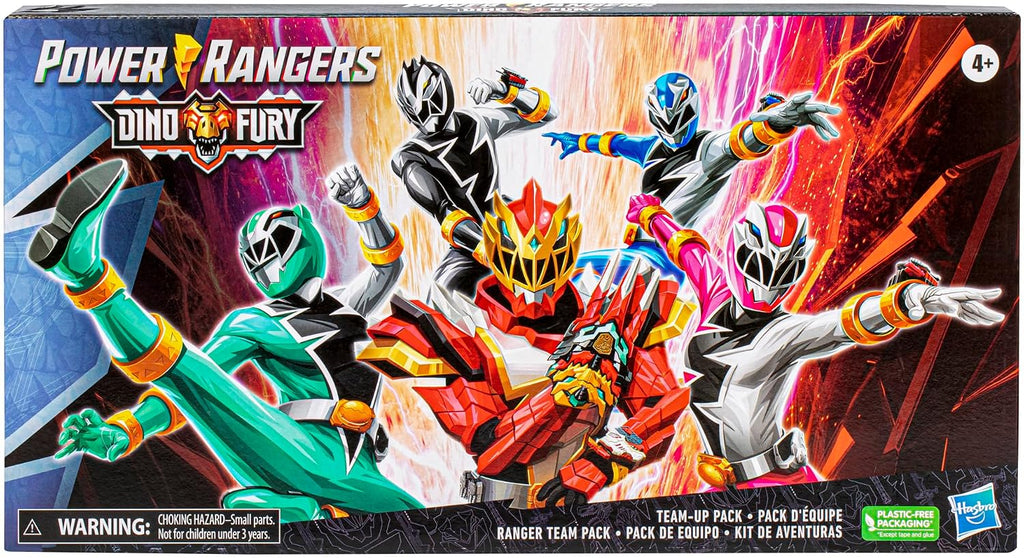 Power Rangers Dino Fury Paquete de Equipo, Figuras de Acción de 6 Pulgadas, Juguetes para Niños y Niñas de 4 Años, Set de Figuras de Acción, Juguetes de Superhéroes (Exclusivo de Amazon)