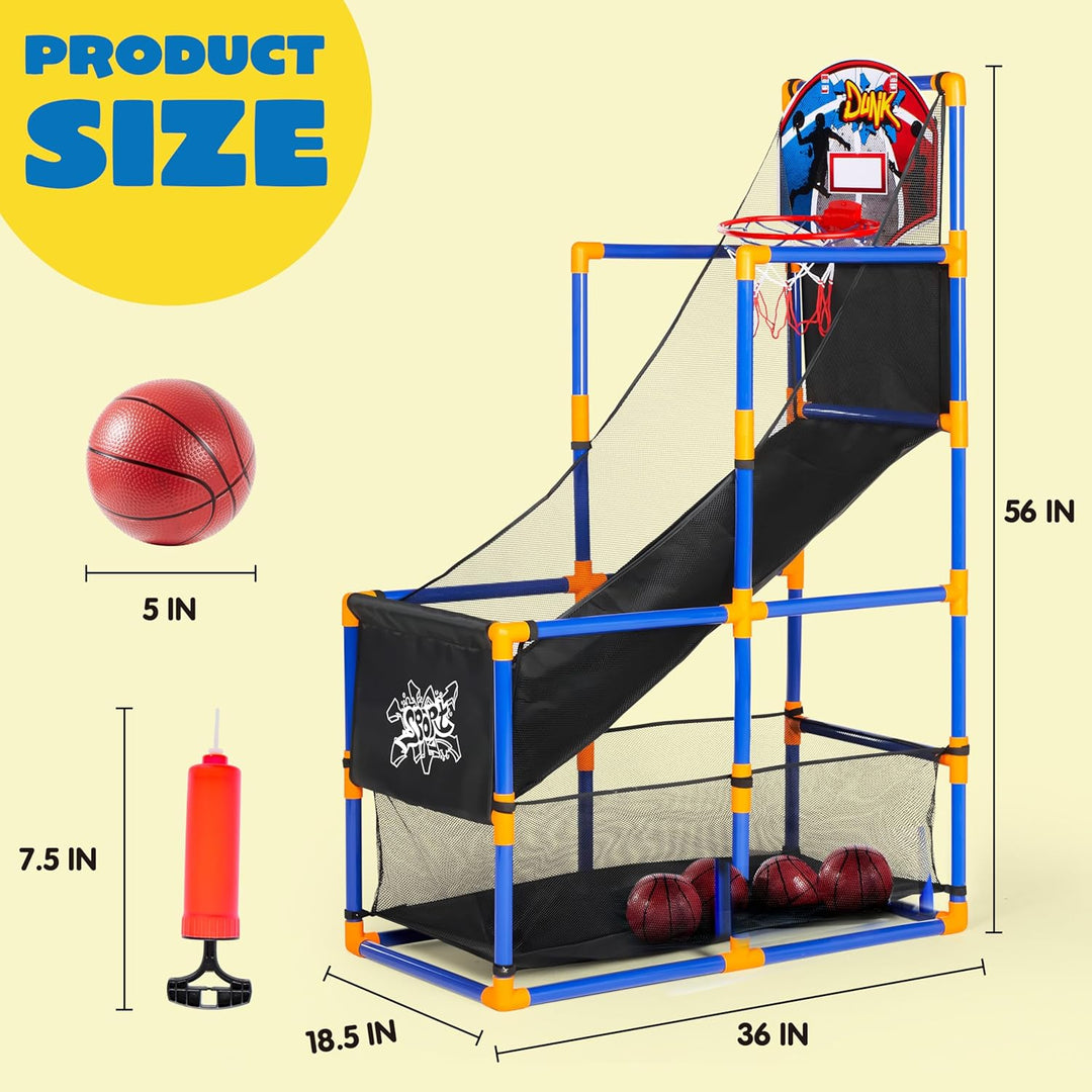 JOYIN Juego de baloncesto arcade con 4 pelotas y aro para ni