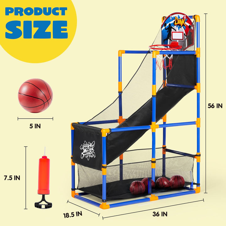 JOYIN Juego de baloncesto arcade con 4 pelotas y aro para ni