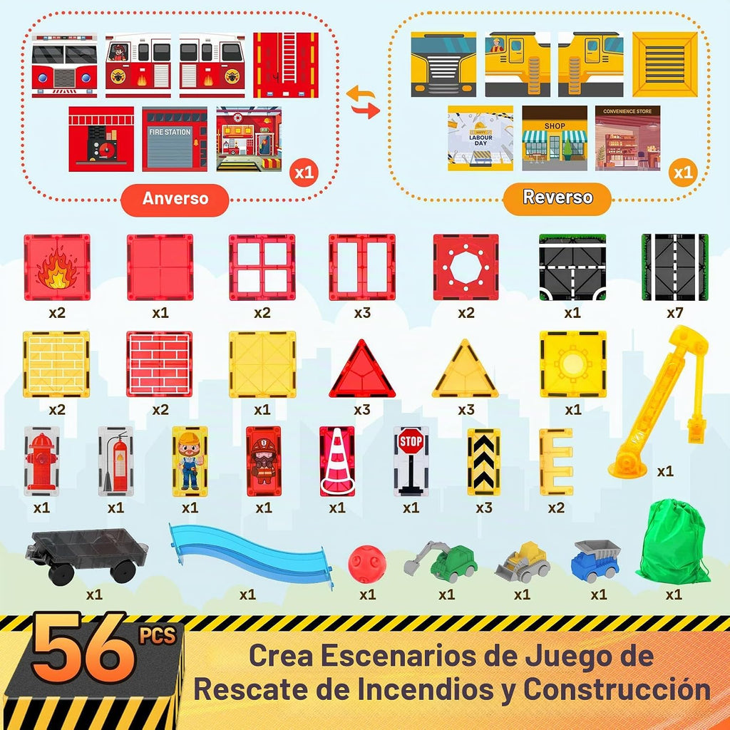 Azulejos magnéticos para niños de 4 a 8 años, estación de camión de