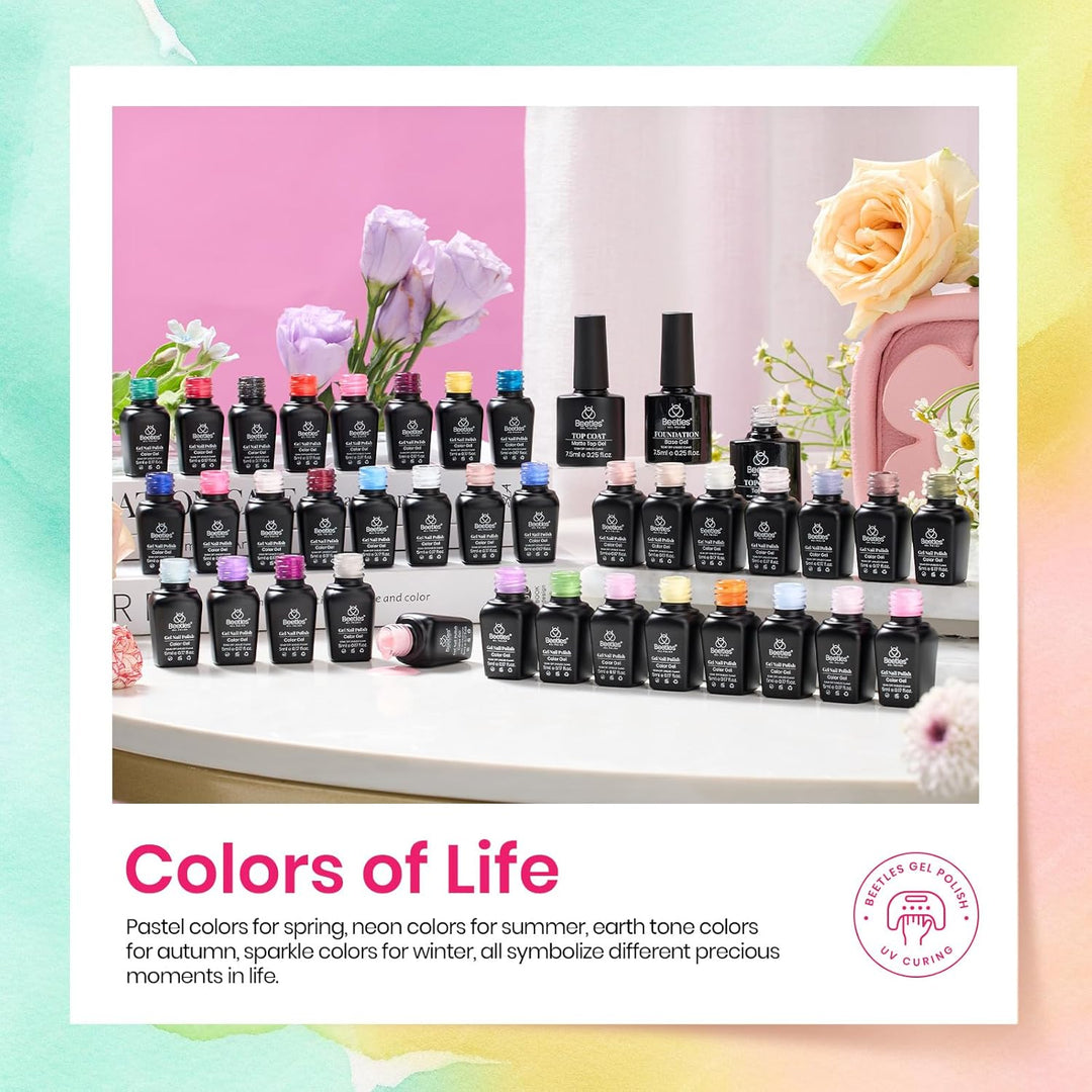 Beetles - Set de esmaltes p\/uñas de 36 colores, purpurina colores...