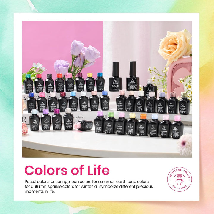 Beetles - Set de esmaltes p\/uñas de 36 colores, purpurina colores...