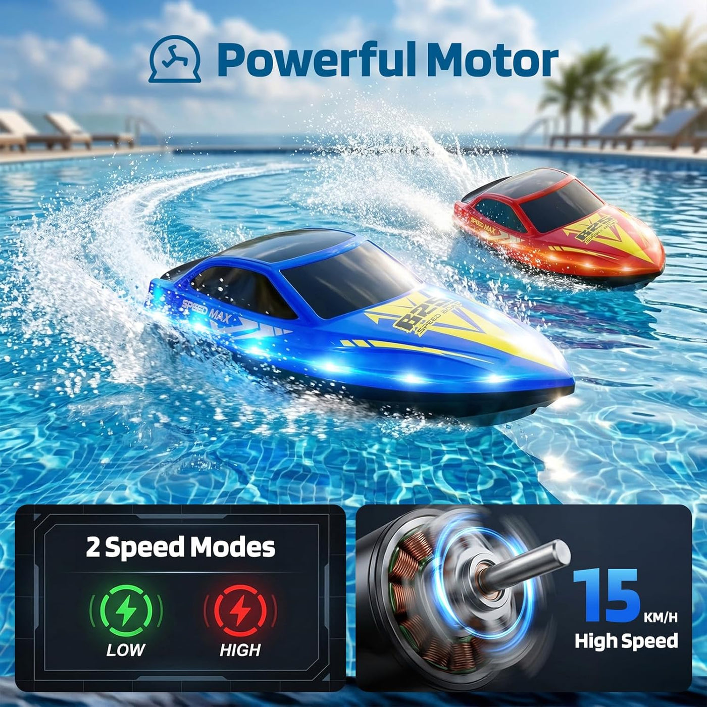 CAPTAER Barco a control remoto para niños, barco RC para piscina, l...