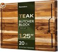 Tabla de cortar de teca 20 x 15 in, bloque de carnicero con canal de jugo