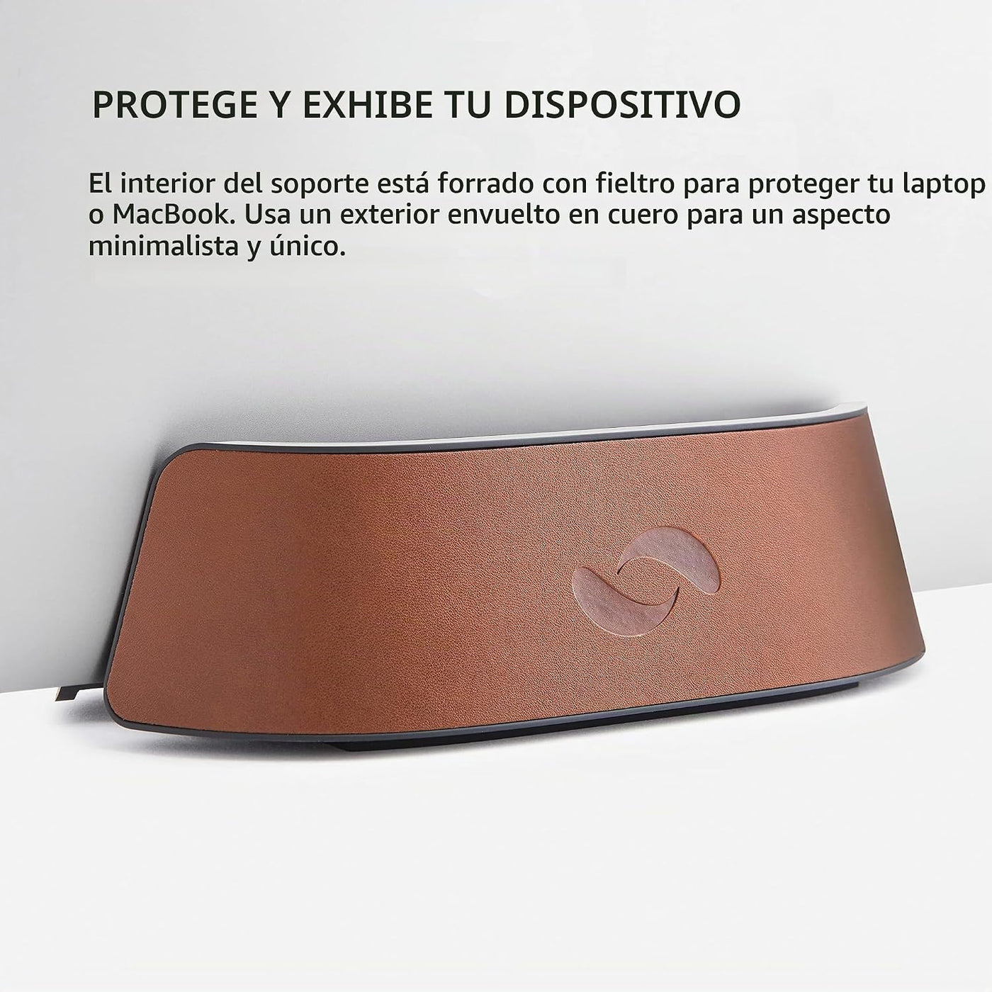 HumanCentric Soporte vertical para laptop en cuero vegano coñac, so...