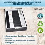 Nine West Billeteras de cuero vegano triple para hombre, sin crueldad, cuero reciclado con ventana de identificación, regalos para hombres, color negro sólido