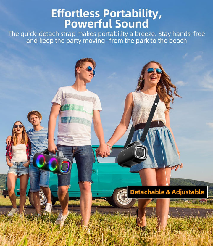 VUOPAX Altavoz Bluetooth portátil inalámbrico, sonido fuerte de 140...