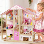Casa de muñecas de madera para niñas y niños de 3 a 8 años, casa de