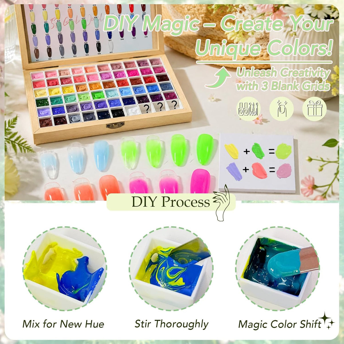 GZIXBDA Paleta de esmaltes de gel y herramientas de 57 colores | Pi...