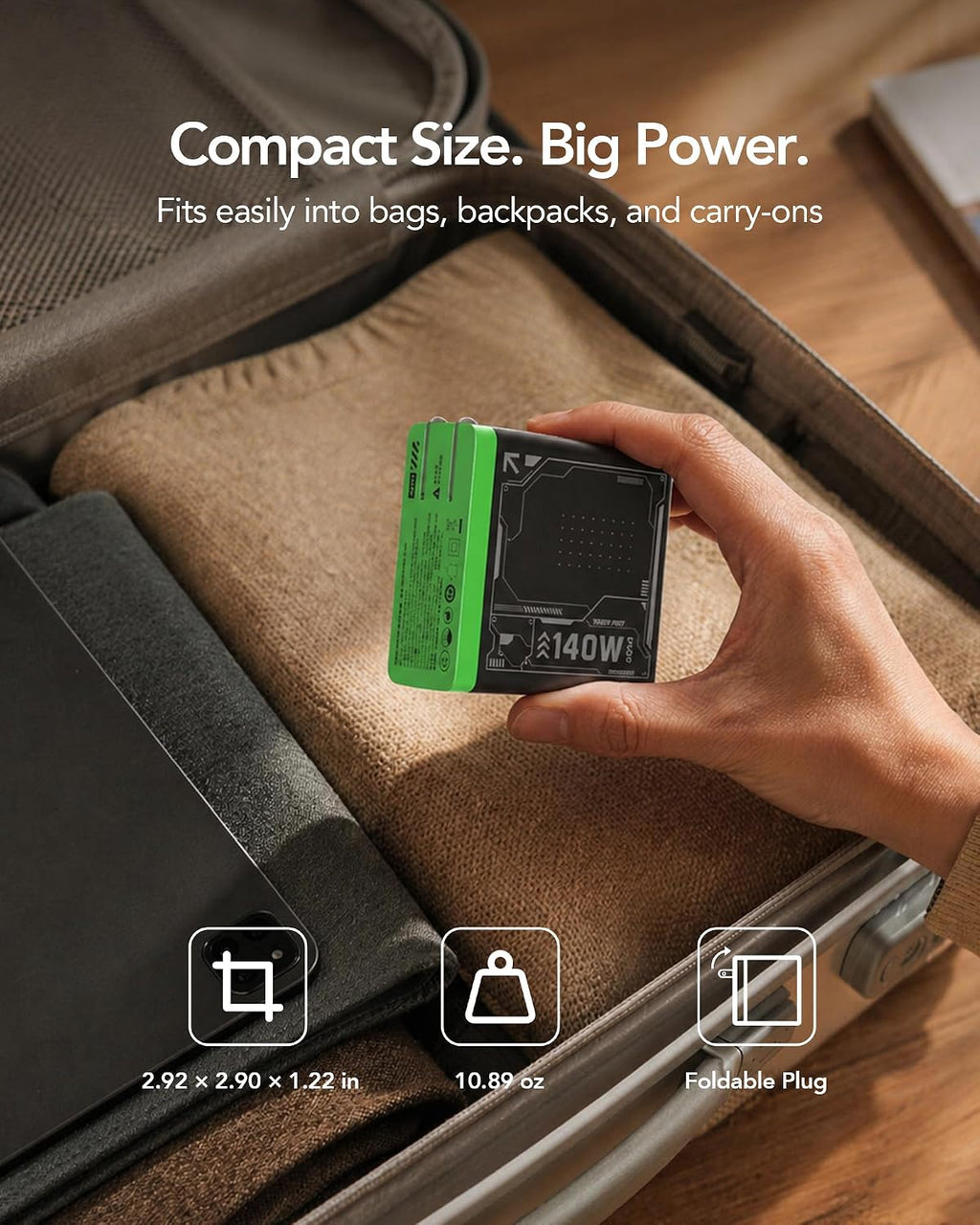 Bloque de cargador USB C de 140 W, cargador para portátil PD 3.1 GaN