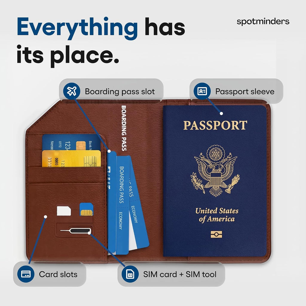 Apple MFi - Soporte para pasaporte rastreable para viajes (solo iOS) funciona con Apple Find My, funda recargable para pasaporte Air de 3 años de duración de la batería, cartera de viaje