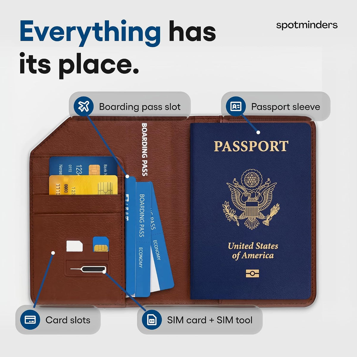 Apple MFi - Soporte para pasaporte rastreable para viajes (solo iOS) funciona con Apple Find My, funda recargable para pasaporte Air de 3 años de duración de la batería, cartera de viaje