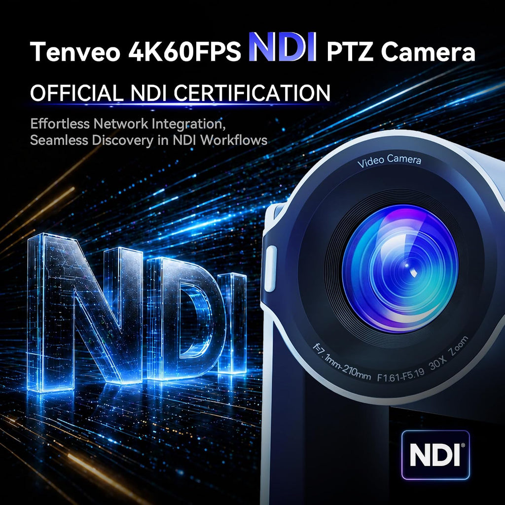 Tenveo Paquete de cámara y controlador PTZ 4K NDI PTZ, 30X 4K 60FPS AI seguimiento automático NDI SDI/HDMI/USB3.0/LAN (PoE) Cámara PTZ (*3) y controlador de joystick NDI PTZ de pantalla cuádruple de 7
